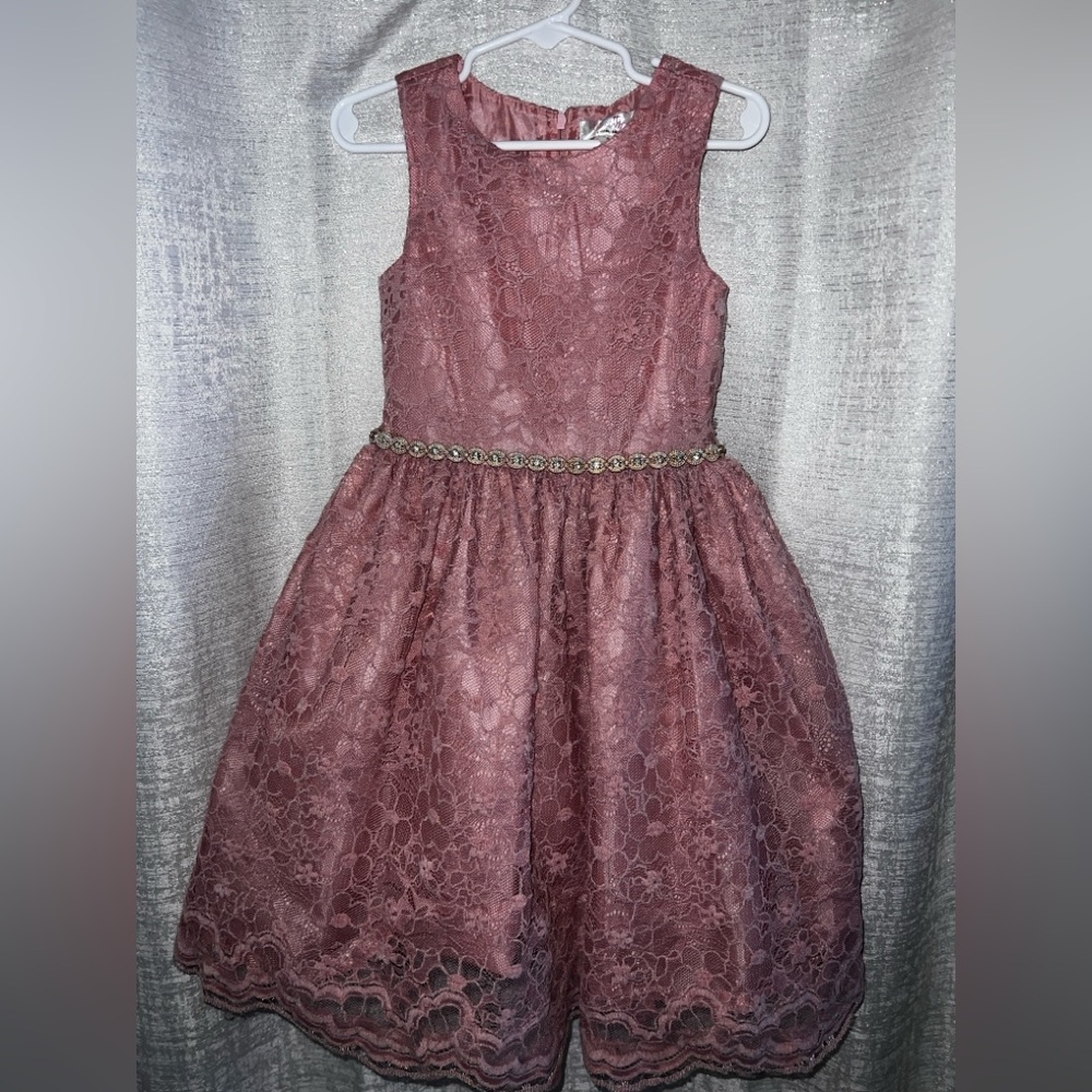 Biscotti Pink Lace Formal Kids Dress